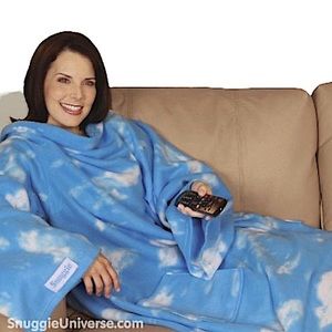 Snuggie blanket with arms cloud pattern pockets soft warm huge to wrap up in EUC
